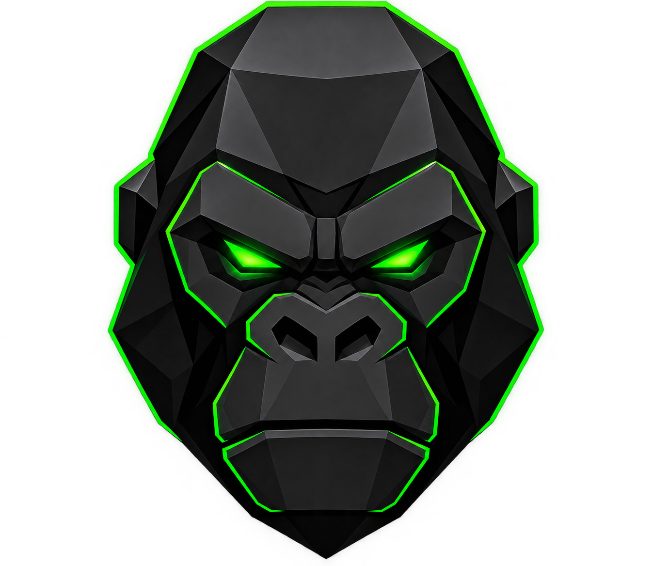 GORILSEM low-poly gorilla mascot with glowing green eyes