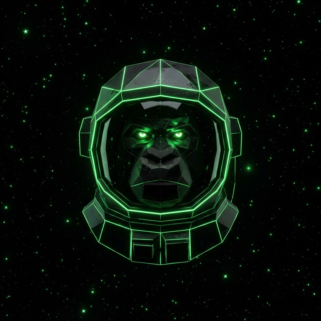 Low-poly gorilla astronaut in space